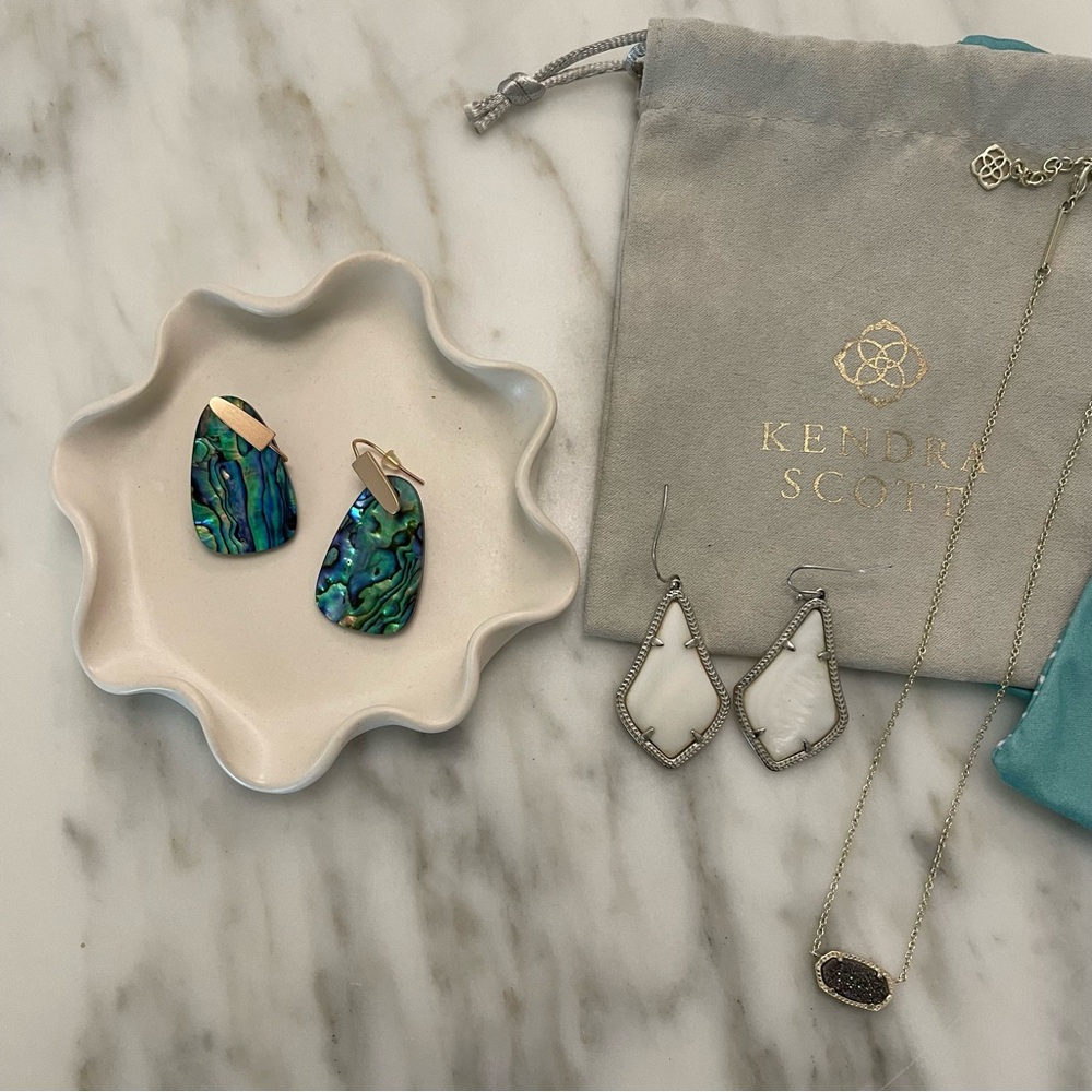 TWO Kendra Scott Earrings and One Necklace